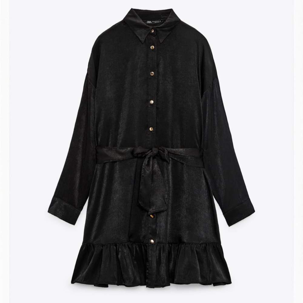 Zara satin effect shirt dress